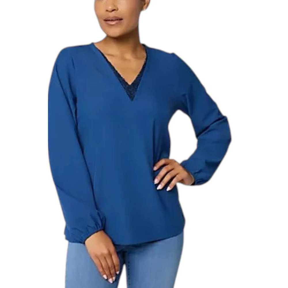 Jingle Belles by Kim Gravel Women's Dazzling Blouse Indigo - Regular
